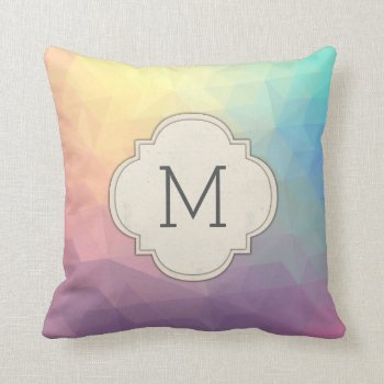 Colorful Geometric Monogram Throw Pillow by lilanab2 at Zazzle
