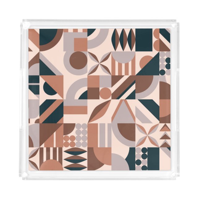Colorful geometric mosaic, abstract background. acrylic tray (Front)