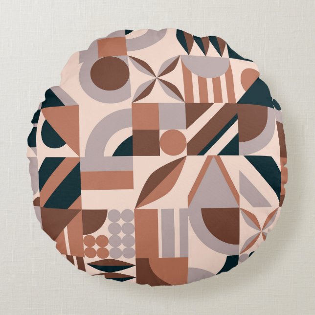 Colorful geometric mosaic, abstract background. round pillow (Front)