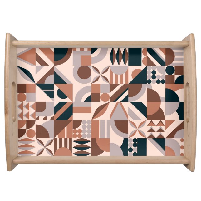 Colorful geometric mosaic, abstract background. serving tray (Front)