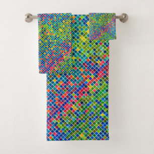 Colorful Geometric Mosaic Pattern 4 Bath Towel Set