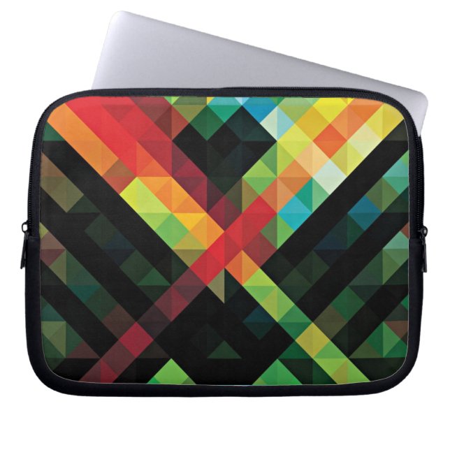 Colorful Geometric Mosaic Pattern Laptop Sleeve (Front)