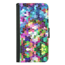 Colorful Geometric Mosaic Pattern Wallet Phone Case For Samsung Galaxy S5