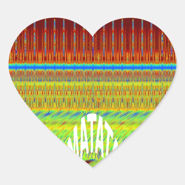 Colorful Geometric Motif Art Print Heart Sticker (Front)