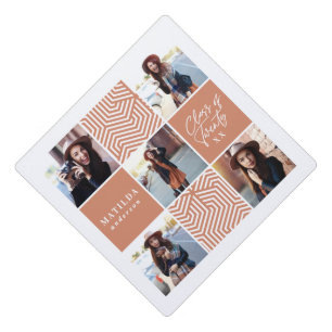 Colorful geometric multi photo graduation graduation cap topper