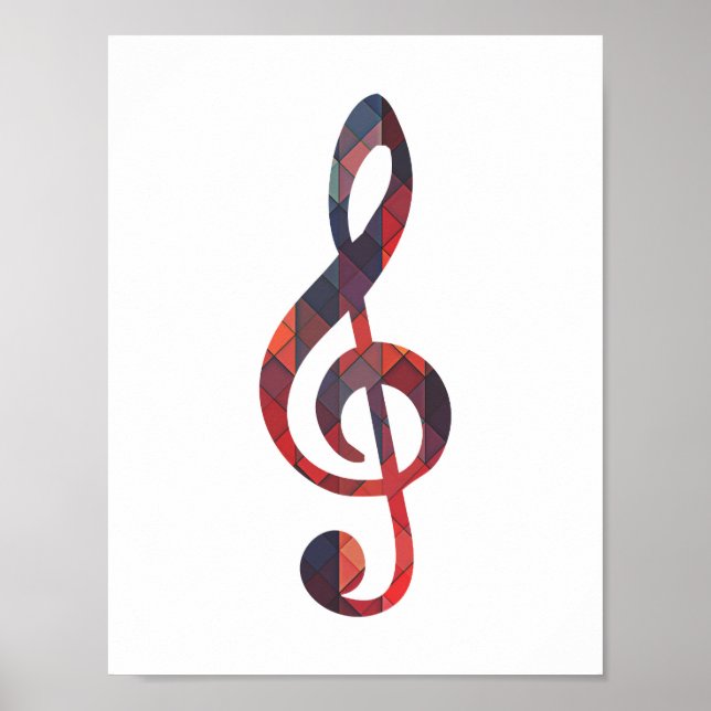 Colorful Geometric Music Note Poster (Front)