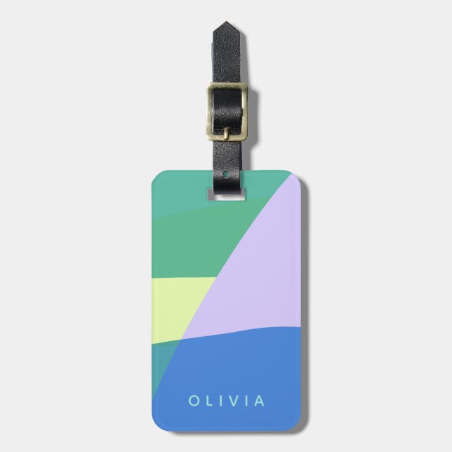 Colorful Geometric Name Travel Gift for Her Luggage Tag (Front Vertical)