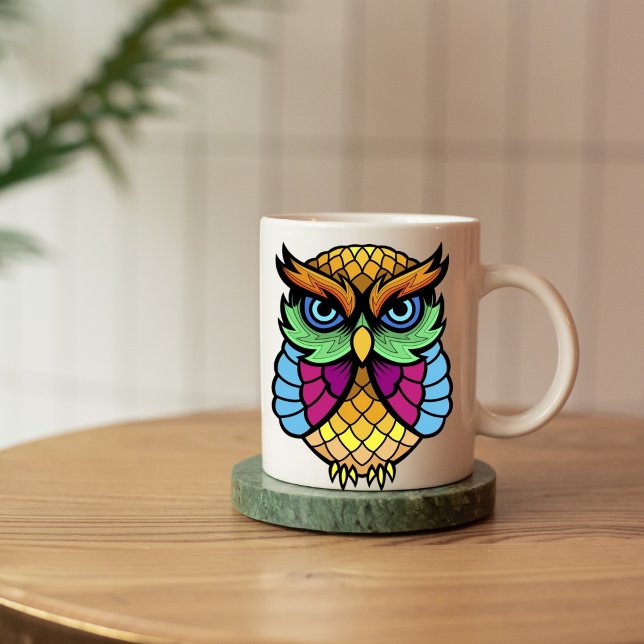 colorful geometric owl mug (Creator Uploaded)