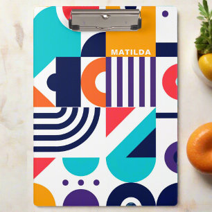 Colorful Geometric Pattern Abstract Art Monogram Clipboard