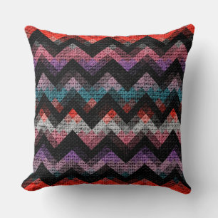 Colorful Geometric Pattern Burlap Rustic #19 Throw Pillow