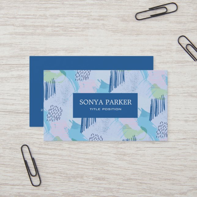 Colorful Geometric Pattern Business Card (Front/Back In Situ)