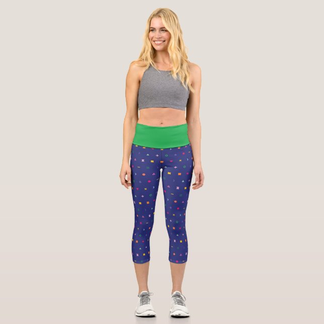 Colorful geometric pattern capri leggings (Front)