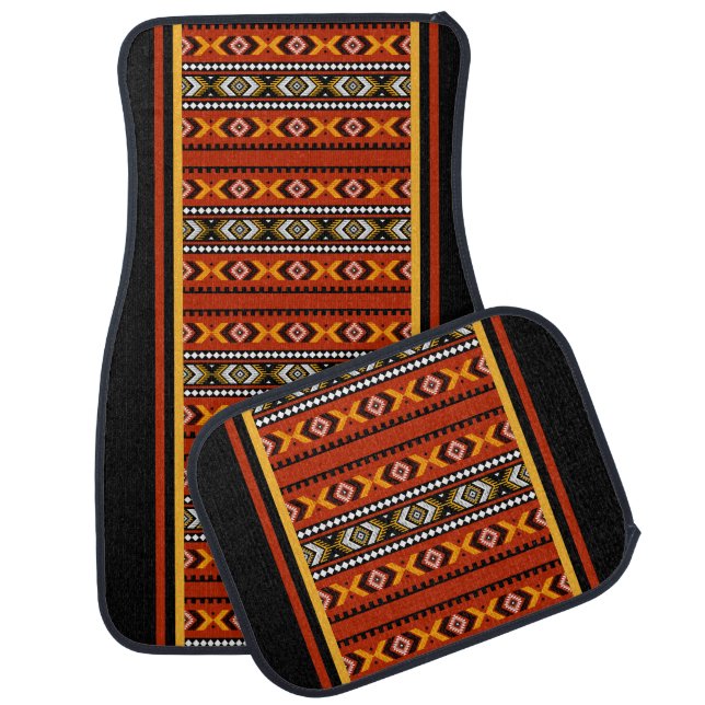 Colorful Geometric Pattern           Car Floor Mat (Set)