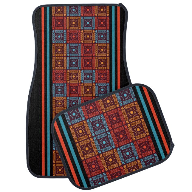 Colorful Geometric Pattern           Car Floor Mat (Set)