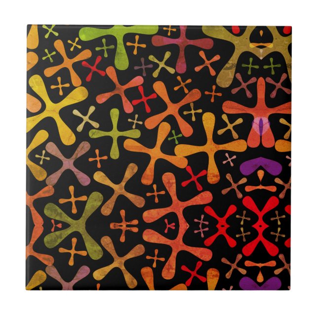 Colorful geometric pattern ceramic tile (Front)