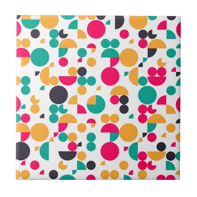 Colorful geometric pattern design ceramic tile (Front)