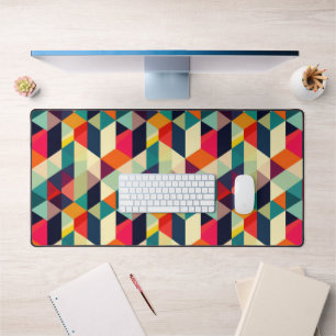 Colorful Geometric Pattern Dimensional Retro Desk Mat