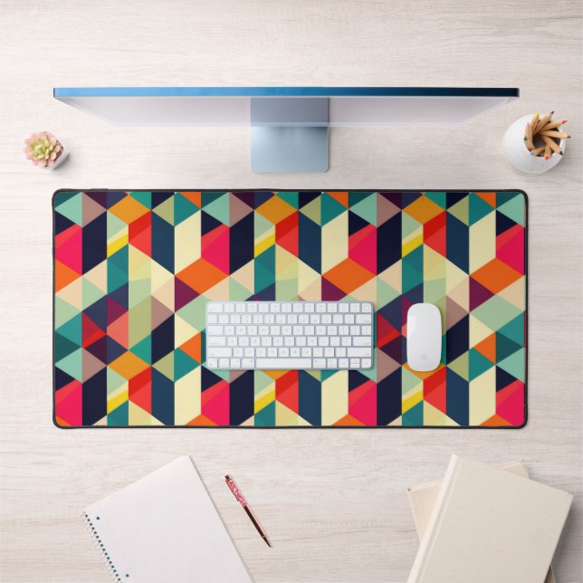 Colorful Geometric Pattern  Dimensional Retro  Desk Mat (Office 1)