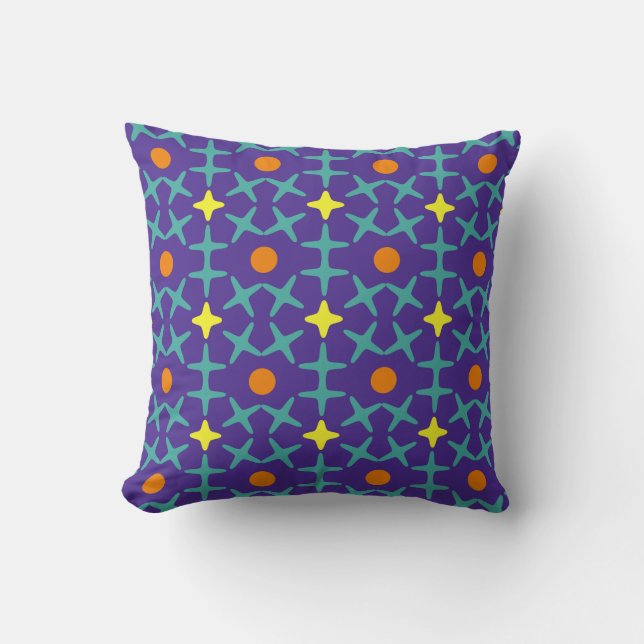 Colorful geometric pattern featuring blue cross  throw pillow (Front)