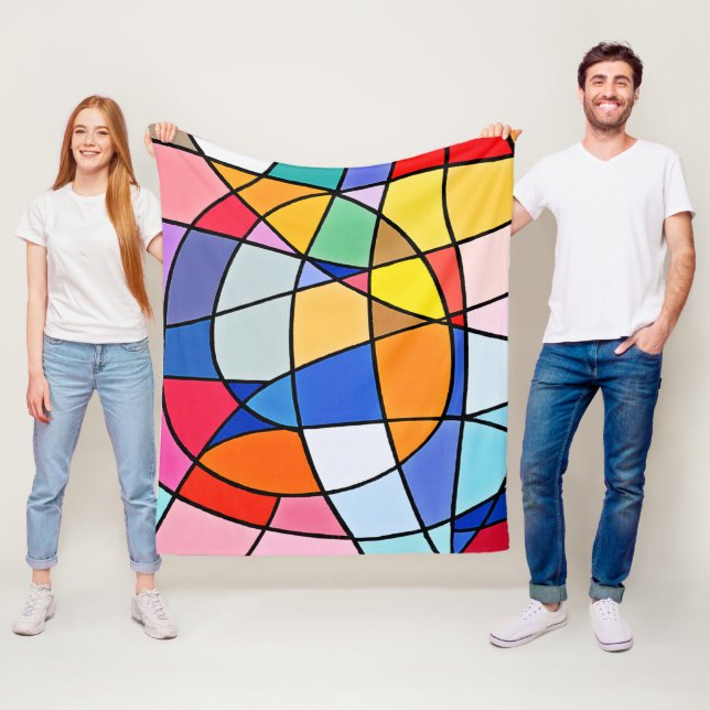 Colorful Geometric Pattern Fleece Blanket (In Situ)