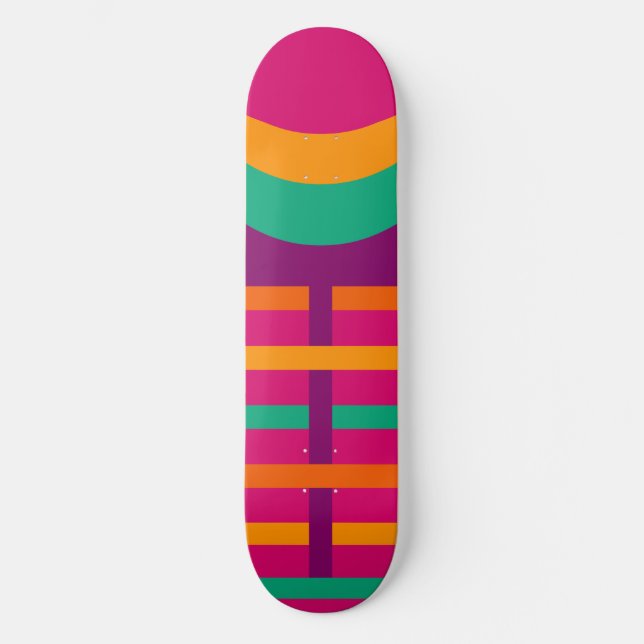 Colorful Geometric Pattern Girly  Skateboard (Front)