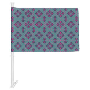Colorful Geometric Pattern in Classic Retro Style Car Flag