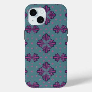 Colorful Geometric Pattern in Classic Retro Style iPhone 15 Case