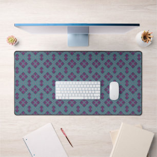 Colorful Geometric Pattern in Classic Retro Style Desk Mat