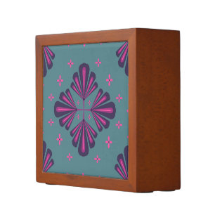 Colorful Geometric Pattern in Classic Retro Style Desk Organizer
