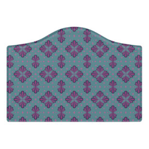 Colorful Geometric Pattern in Classic Retro Style Door Sign
