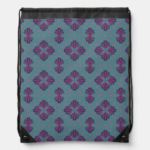 Colorful Geometric Pattern in Classic Retro Style Drawstring Bag