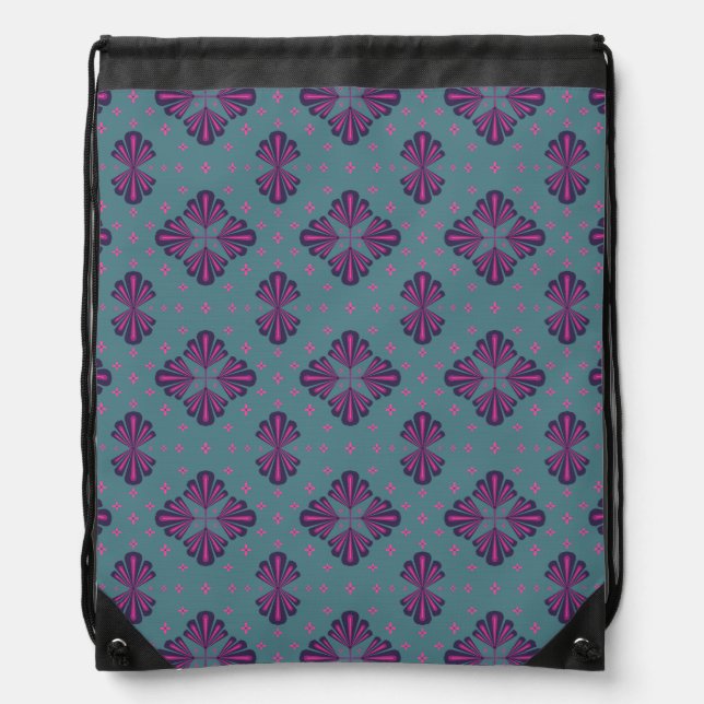 Colorful Geometric Pattern in Classic Retro Style Drawstring Bag (Front)
