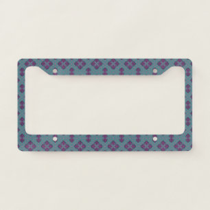 Colorful Geometric Pattern in Classic Retro Style License Plate Frame