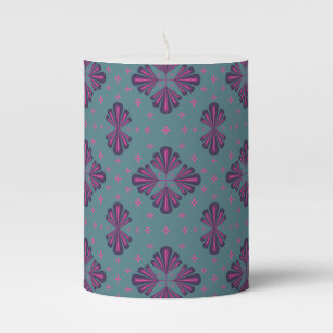 Colorful Geometric Pattern in Classic Retro Style Pillar Candle