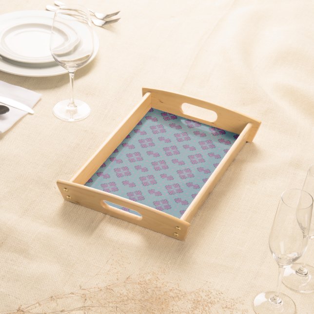 Colorful Geometric Pattern in Classic Retro Style Serving Tray (Front)