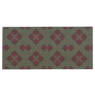 Colorful Geometric Pattern in Classic Retro Style Wood Flash Drive