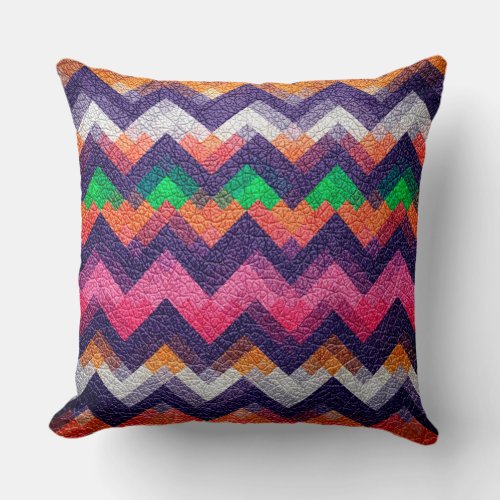 Colorful Geometric Pattern Leather Look 15 Throw Pillow