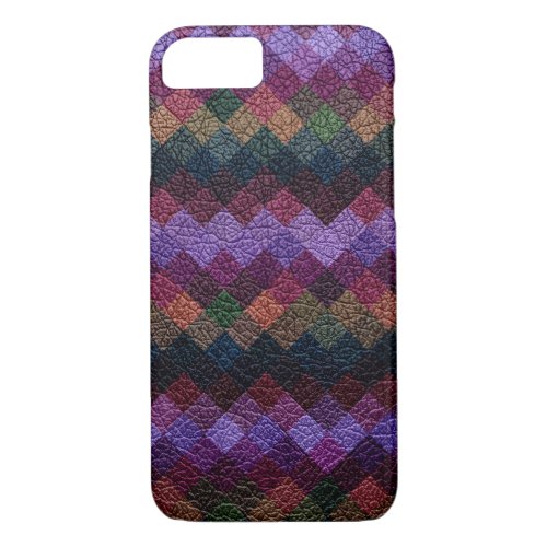 Colorful Geometric Pattern Leather Look 6 iPhone 87 Case