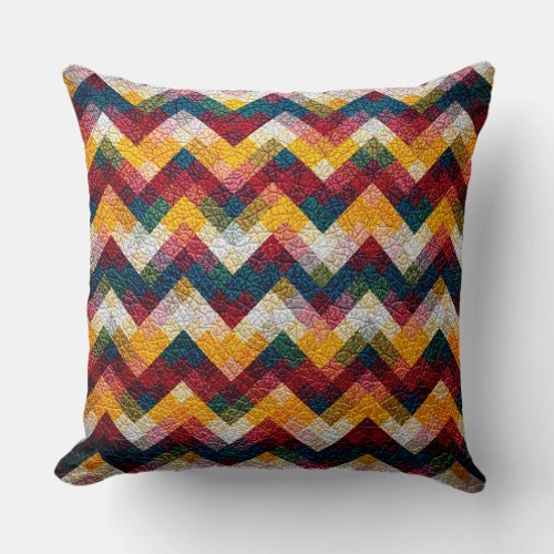 Colorful Geometric Pattern Leather Look 9 Throw Pillow