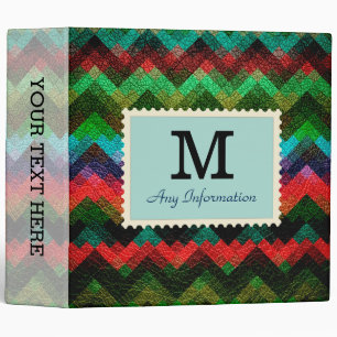 Colorful Geometric Pattern Leather Look Binder