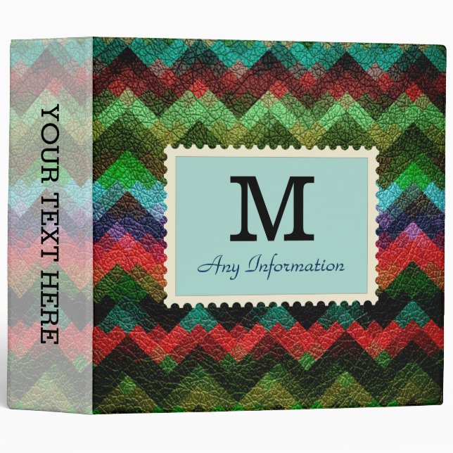 Colorful Geometric Pattern Leather Look Binder (Front/Spine)
