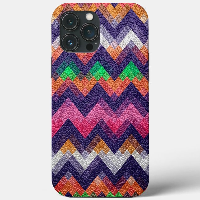 Colorful Geometric Pattern Leather Look Case-Mate iPhone Case (Back)