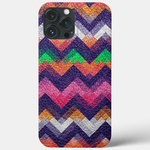 Colorful Geometric Pattern Leather Look iPhone 13 Pro Max Case