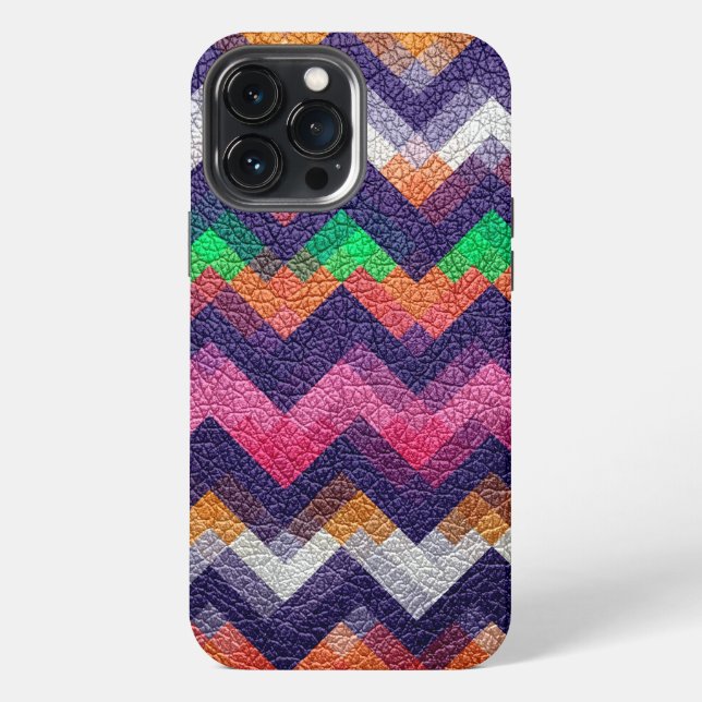 Colorful Geometric Pattern Leather Look Iphone Case (Back)