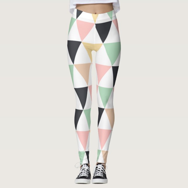 Colorful geometric pattern Leggings  (Front)