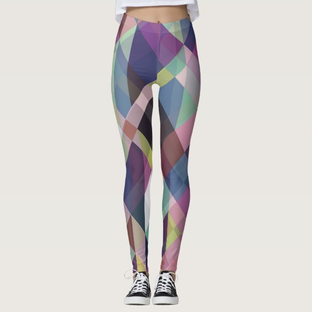 Colorful Geometric Pattern Leggings (Front)