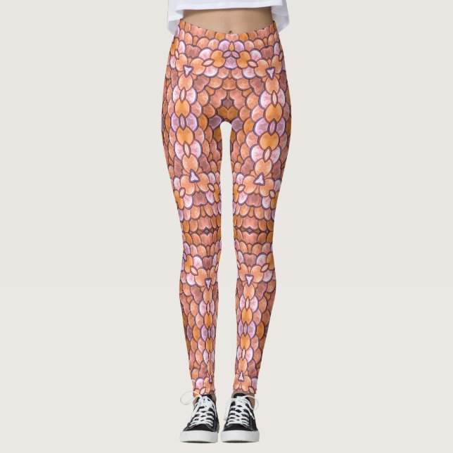Colorful geometric pattern leggings (Front)