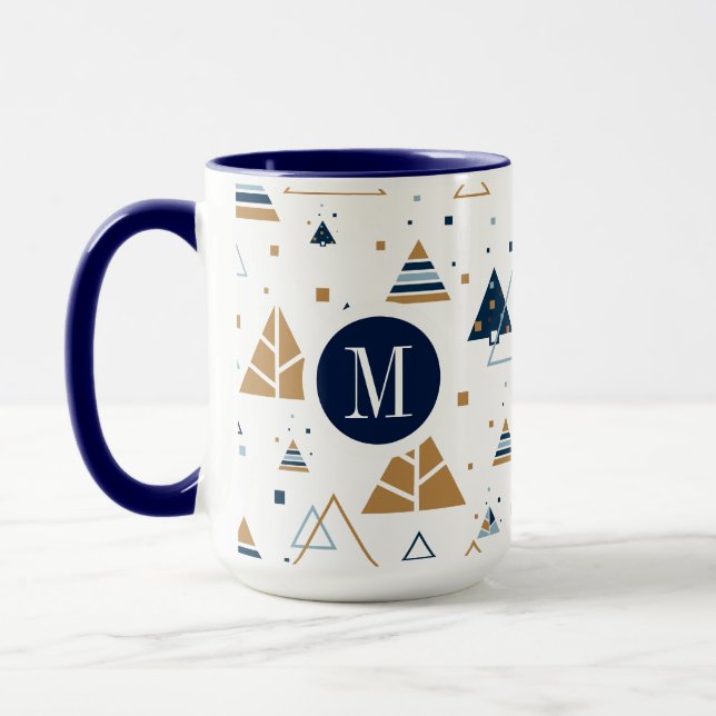 Colorful Geometric Pattern Monogram Mug (Left)