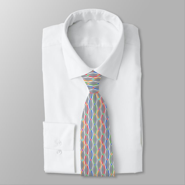Colorful geometric pattern. neck tie (Tied)