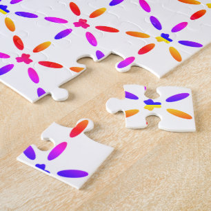 Colorful Geometric Pattern on White Jigsaw Puzzle